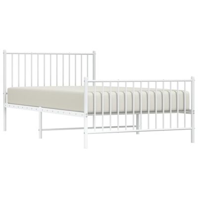 vidaXL Cadre de lit métal sans matelas et pied de lit blanc 107x203 cm