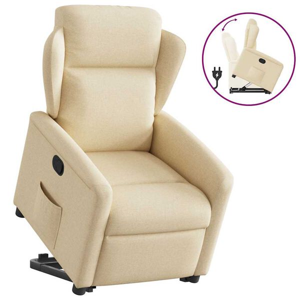 vidaXL Fauteuil inclinable Cr&egrave;me Tissu