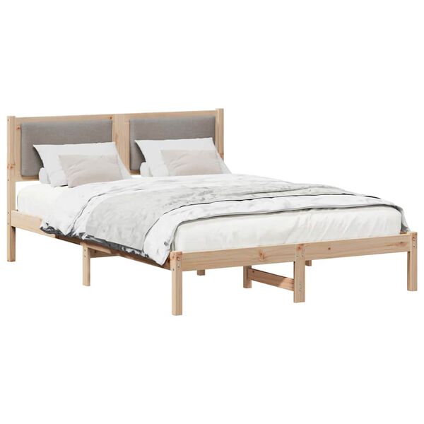 vidaXL Cadre de lit avec t&ecirc;te de lit Taupe 140 x 200 cm Pin massif