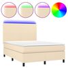 vidaXL Sommier &agrave; lattes de lit et matelas et LED Cr&egrave;me 140x190cm Tissu
