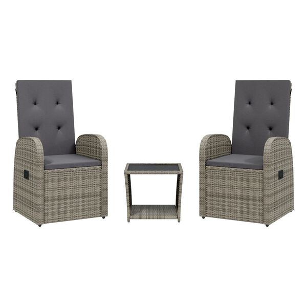 vidaXL Ensemble à manger de jardin et coussins 2 pcs gris rotin