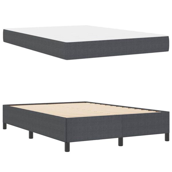 vidaXL Cadre de lit avec matelas Gris fonc&eacute; 140 x 200 cm tissu