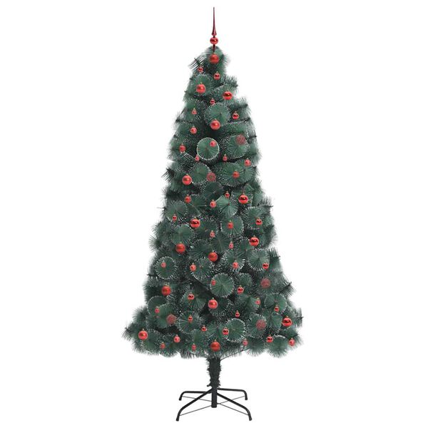 vidaXL Sapin de No&euml;l artificiel pr&eacute;-&eacute;clair&eacute; avec ensemble de boules