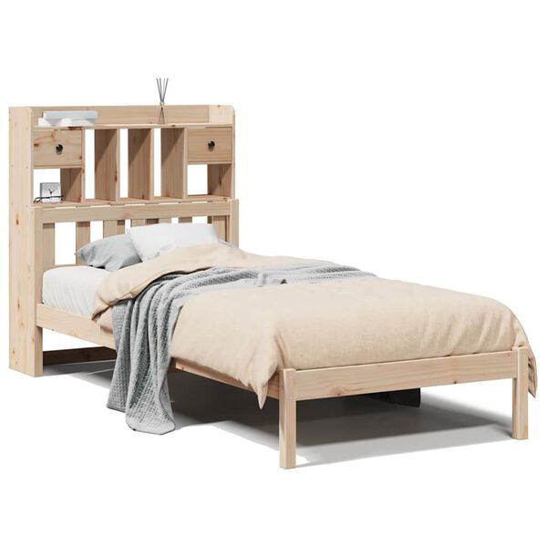 vidaXL Lit biblioth&egrave;que sans matelas 90x190 cm bois de pin massif