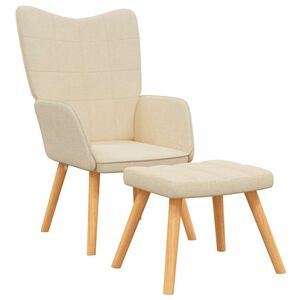 vidaXL Chaise de relaxation avec tabouret Cr&egrave;me Tissu