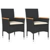 vidaXL Chaises de jardin avec coussins lot de 2 noir r&eacute;sine tress&eacute;e