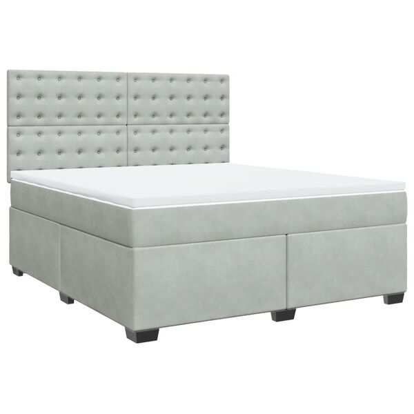 vidaXL Sommier &agrave; lattes de lit et matelas Gris clair 180x200cm Velours