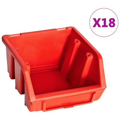 vidaXL Kit de bacs de stockage et panneaux muraux 32 pcs rouge et noir