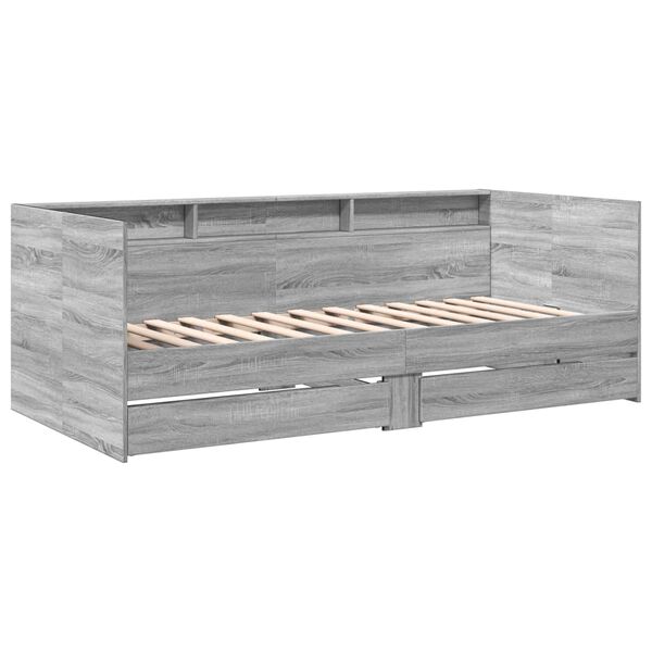 vidaXL Lit de jour avec tiroirs sans matelas sonoma gris 90x190 cm
