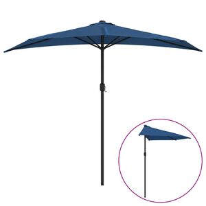 vidaXL Parasol de balcon avec m&acirc;t en aluminium Bleu 270x144x222cm Demi