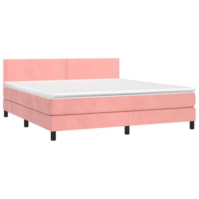 vidaXL Sommier à lattes de lit avec matelas Rose 180x200 cm Velours