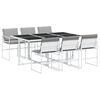 vidaXL Ensemble &agrave; manger de jardin avec coussins 7 pcs blanc textil&egrave;ne