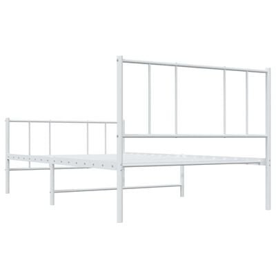 vidaXL Cadre de lit métal sans matelas et pied de lit blanc 107x203 cm