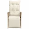 vidaXL Chaise inclinable de jardin avec coussins beige r&eacute;sine tress&eacute;e