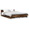 vidaXL Cadre de lit avec tiroirs sans matelas ch&ecirc;ne fum&eacute; 160x200 cm