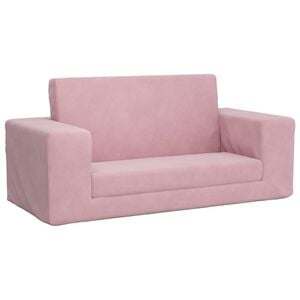 vidaXL Canap&eacute;-lit pour enfants 2 places rose peluche douce