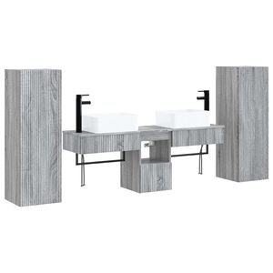vidaXL Ensemble de mobilier de salle de bain 5 pc Sonoma gris