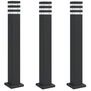 vidaXL Lampadaires d'ext&eacute;rieur avec sortie 3 pcs noir 80 cm aluminium