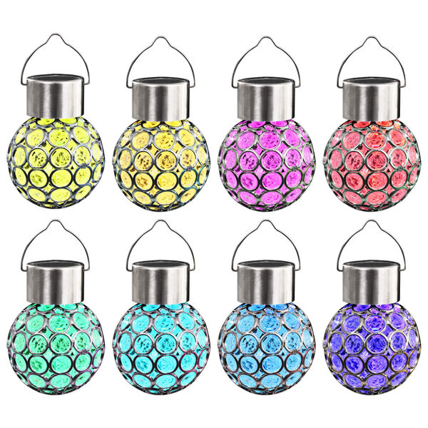 vidaXL Lampe solaire suspendue 8 pcs lumi&egrave;res LED RGB