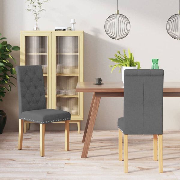 vidaXL Chaises &agrave; manger lot de 2 gris fonc&eacute; tissu