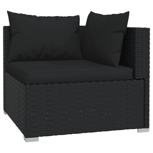 vidaXL Salon de jardin 8 pcs avec coussins Noir R&eacute;sine tress&eacute;e