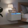 vidaXL Table de chevet murale avec lumi&egrave;res LED blanc