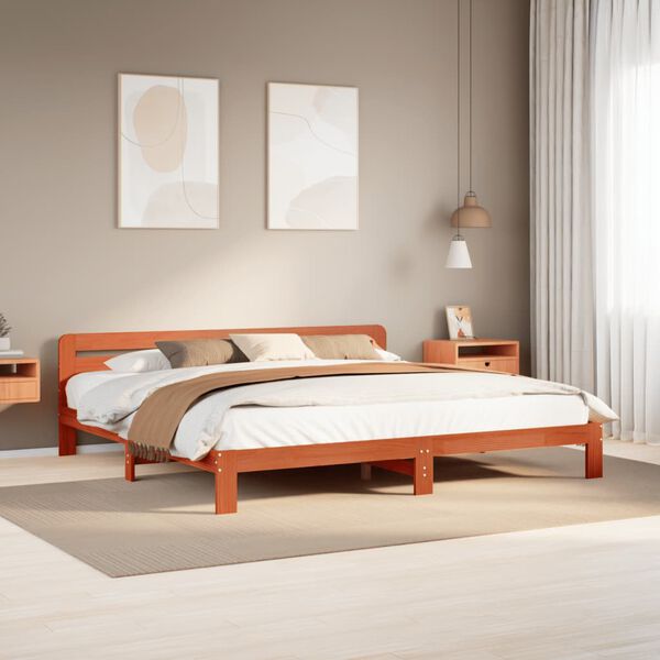 vidaXL Cadre de lit sans matelas cire marron 200x200cm bois pin massif