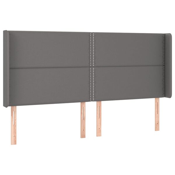 vidaXL T&ecirc;te de lit &agrave; LED Gris 183x16x118/128 cm Similicuir