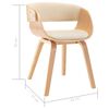 vidaXL Chaises &agrave; manger lot de 2 cr&egrave;me bois courb&eacute; et similicuir
