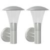 vidaXL Appliques murales d'ext&eacute;rieur 2pcs argent&eacute; acier inoxydable