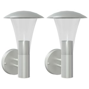 vidaXL Appliques murales d'ext&eacute;rieur 2pcs argent&eacute; acier inoxydable