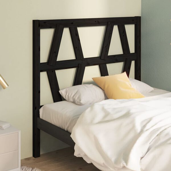 vidaXL T&ecirc;te de lit Noir 81x4x100 cm Bois massif de pin