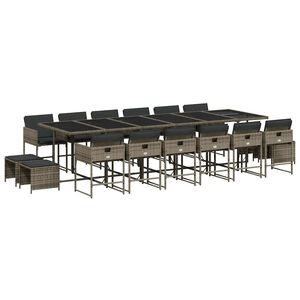 vidaXL Ensemble &agrave; manger de jardin 17 pcs et coussins r&eacute;sine tress&eacute;e