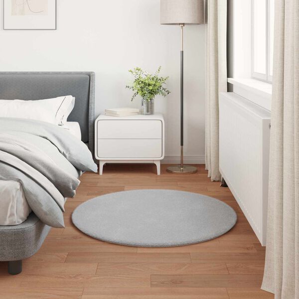 vidaXL Tapis en Fourrure Synth&eacute;tique de Lapin Olite Gris &Oslash; 120 cm