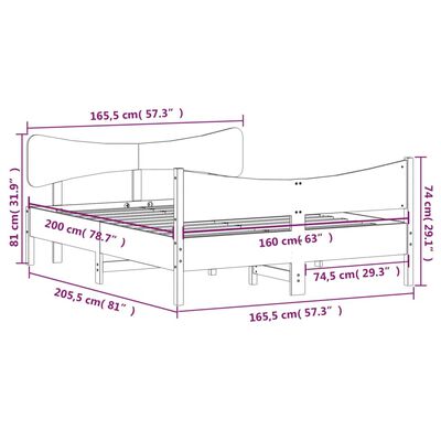 vidaXL Cadre de lit sans matelas blanc 160x200 cm bois de pin massif