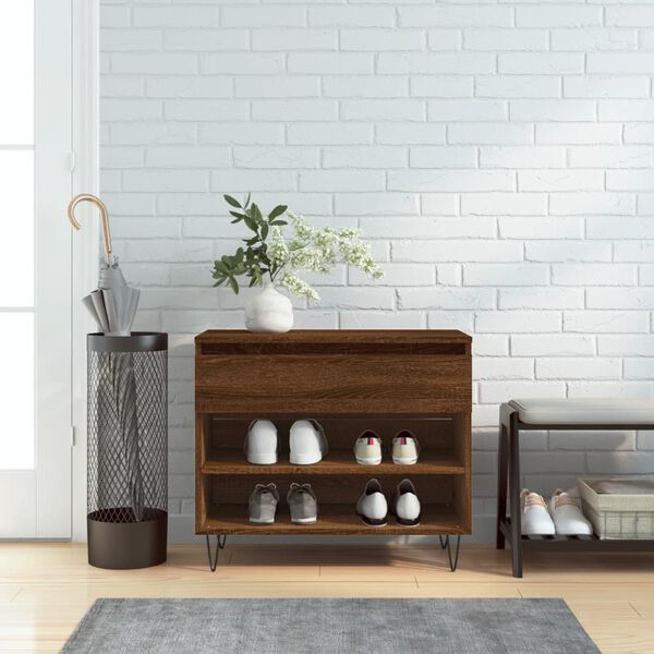 vidaXL Armoire &agrave; chaussures Ch&ecirc;ne marron 70x36x60 cm Bois d'ing&eacute;nierie