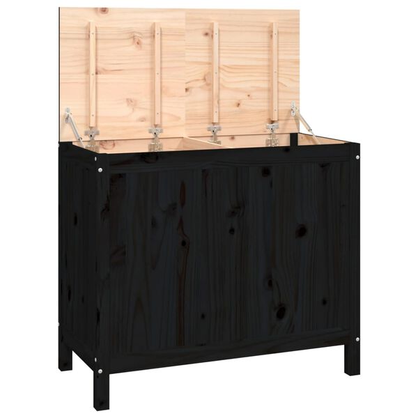 vidaXL Bo&icirc;te &agrave; linge Noir 88,5x44x76 cm Bois massif de pin