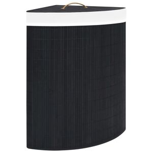 vidaXL Panier &agrave; linge d'angle Bambou Noir 60 L