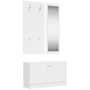 vidaXL Ensemble d'armoires &agrave; chaussures 3-en-1 Blanc Bois d'ing&eacute;nierie