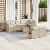 vidaXL Salon de jardin avec coussins 10 pcs beige r&eacute;sine tress&eacute;e