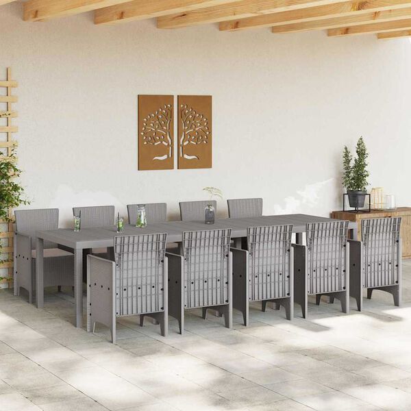 vidaXL Ensemble de salle &agrave; manger pour jardin 11 pcs Gris clair