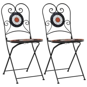 vidaXL Chaises pliantes, lot de 2, en c&eacute;ramique terracotta et blanche