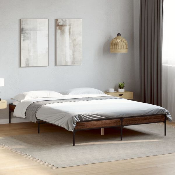 vidaXL Cadre de lit sans matelas ch&ecirc;ne marron 120x200 cm