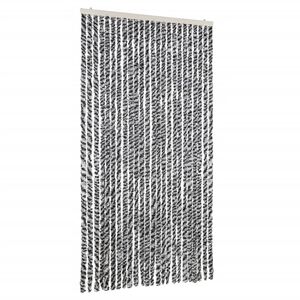 vidaXL Rideau anti-mouches gris et noir et blanc 100x200 cm chenille