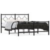 vidaXL Cadre de lit m&eacute;tal sans matelas avec pied de lit noir 140x190cm