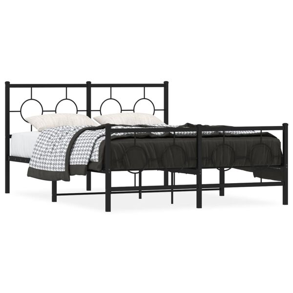 vidaXL Cadre de lit m&eacute;tal sans matelas avec pied de lit noir 140x190cm