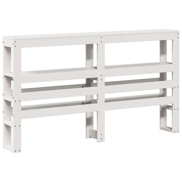 vidaXL T&ecirc;te de lit avec &eacute;tag&egrave;res blanc 160 cm bois massif de pin