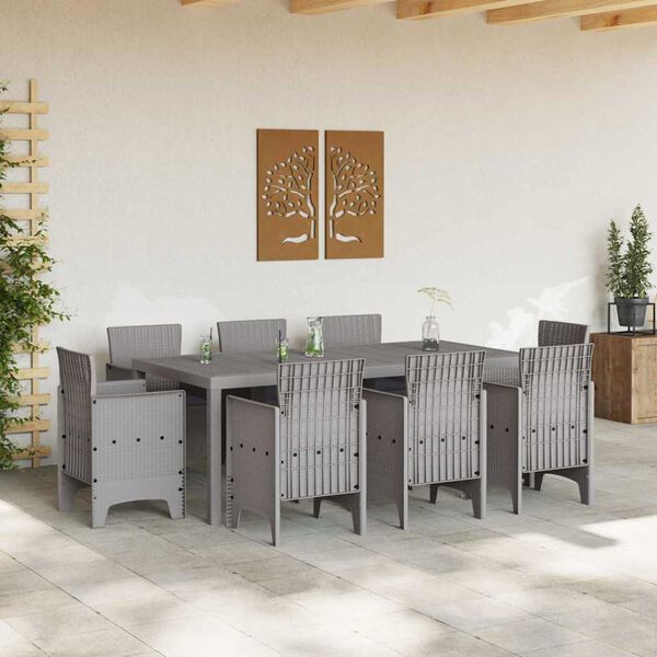 vidaXL Ensemble de salle &agrave; manger pour jardin 9 pcs Gris clair
