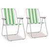vidaXL Chaise pliable de camping lot de 2 Vert blanc Acier 52x62x75 cm