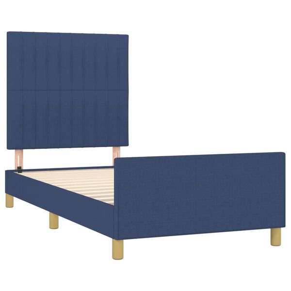 vidaXL Cadre de lit sans matelas bleu 90x200 cm tissu